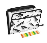 Kcldeci Expanding File Folder,13 Pockets Accordion File Organizer, Piano Keys Music Notes A4 Letter Size Paper Document Receipt Organizer Accordian Filing Folder