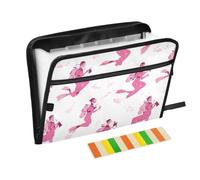 Kcldeci Expanding File Folder,13 Pockets Accordion File Organizer, Pink Cute Diver A4 Letter Size Paper Document Receipt Organizer Accordian Filing Folder