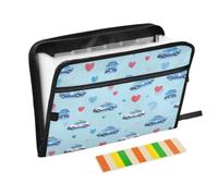 Kcldeci Expanding File Folder,13 Pockets Accordion File Organizer, Police Cars Heart1 A4 Letter Size Paper Document Receipt Organizer Accordian Filing Folder
