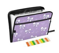 Kcldeci Expanding File Folder,13 Pockets Accordion File Organizer, Ribbon Bows and Heart A4 Letter Size Paper Document Receipt Organizer Accordian Filing Folder