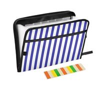 Kcldeci Expanding File Folder,13 Pockets Accordion File Organizer, Royal Blue Stripe1 A4 Letter Size Paper Document Receipt Organizer Accordian Filing Folder