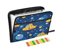 Kcldeci Expanding File Folder,13 Pockets Accordion File Organizer, Submarine and Bubbles A4 Letter Size Paper Document Receipt Organizer Accordian Filing Folder