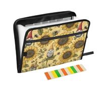 Kcldeci Expanding File Folder,13 Pockets Accordion File Organizer, Sunflowers Bees Gnomes A4 Letter Size Paper Document Receipt Organizer Accordian Filing Folder