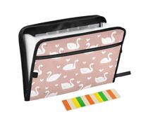 Kcldeci Expanding File Folder,13 Pockets Accordion File Organizer, Swan Heart1 A4 Letter Size Paper Document Receipt Organizer Accordian Filing Folder