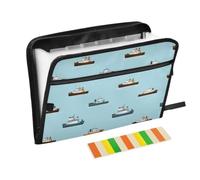 Kcldeci Expanding File Folder,13 Pockets Accordion File Organizer, Tug Boat Blue A4 Letter Size Paper Document Receipt Organizer Accordian Filing Folder