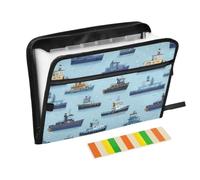 Kcldeci Expanding File Folder,13 Pockets Accordion File Organizer, Tug Boat Blue2 A4 Letter Size Paper Document Receipt Organizer Accordian Filing Folder