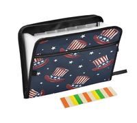 Kcldeci Expanding File Folder,13 Pockets Accordion File Organizer, Uncle Sam Hat Star A4 Letter Size Paper Document Receipt Organizer Accordian Filing Folder