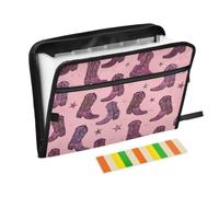 Kcldeci Expanding File Folder,13 Pockets Accordion File Organizer, Western Cowboy Boots A4 Letter Size Paper Document Receipt Organizer Accordian Filing Folder