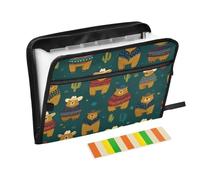 Kcldeci Expanding File Folder,13 Pockets Accordion File Organizer, Western Funny Bear Blue A4 Letter Size Paper Document Receipt Organizer Accordian Filing Folder