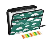 Kcldeci Expanding File Folder,13 Pockets Accordion File Organizer, White Clouds on Green A4 Letter Size Paper Document Receipt Organizer Accordian Filing Folder