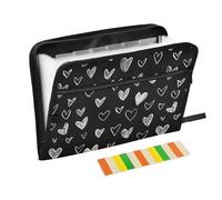 Kcldeci Expanding File Folder,13 Pockets Accordion File Organizer, White Hearts A4 Letter Size Paper Document Receipt Organizer Accordian Filing Folder