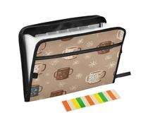 Kcldeci Expanding File Folder,13 Pockets Accordion File Organizer, Winter Hot Cocoa Mugs A4 Letter Size Paper Document Receipt Organizer Accordian Filing Folder