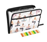 Kcldeci Expanding File Folder,13 Pockets Accordion File Organizer, Women Doing Yoga Poses A4 Letter Size Paper Document Receipt Organizer Accordian Filing Folder