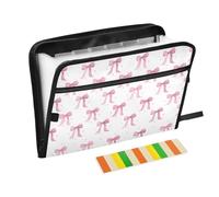 Kcldeci Expanding File Folder, Cute Pink Ribbon Bow 13 Pockets Accordion File Organizer, A4 Letter Size Paper Document Receipt Organizer Accordian Filing Folder for Classroom, Home, Office and Travel