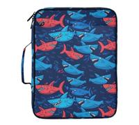Kcldeci Expanding File Folder Organizer with 3-Ring Binder Angry Sharks Blue 500 Sheet Portable Binder Bag for School Office Travel