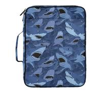 Kcldeci Expanding File Folder Organizer with 3-Ring Binder Angry Sharks Gray 500 Sheet Portable Binder Bag for School Office Travel