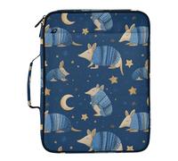 Kcldeci Expanding File Folder Organizer with 3-Ring Binder Armadillo Moon Blue 500 Sheet Portable Binder Bag for School Office Travel