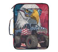 Kcldeci Expanding File Folder Organizer with 3-Ring Binder Bald Eagle Monster Truck 500 Sheet Portable Binder Bag for School Office Travel