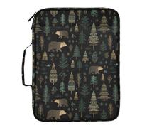 Kcldeci Expanding File Folder Organizer with 3-Ring Binder Bears Boho Pine Trees 500 Sheet Portable Binder Bag for School Office Travel