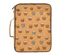 Kcldeci Expanding File Folder Organizer with 3-Ring Binder Cartoon Muffin Print 500 Sheet Portable Binder Bag for School Office Travel