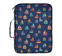 Kcldeci Expanding File Folder Organizer with 3-Ring Binder Cartoon Sailing Boat 500 Sheet Portable Binder Bag for School Office Travel