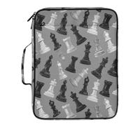 Kcldeci Expanding File Folder Organizer with 3-Ring Binder Chess Pieces in Black and White 500 Sheet Portable Binder Bag for School Office Travel