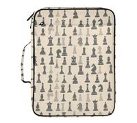 Kcldeci Expanding File Folder Organizer with 3-Ring Binder Chess Silhouette 500 Sheet Portable Binder Bag for School Office Travel