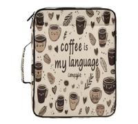 Kcldeci Expanding File Folder Organizer with 3-Ring Binder Coffee Themed Elements 500 Sheet Portable Binder Bag for School Office Travel
