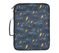 Kcldeci Expanding File Folder Organizer with 3-Ring Binder Monster Truck Lighting Bolts 500 Sheet Portable Binder Bag for School Office Travel