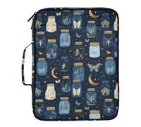 Kcldeci Expanding File Folder Organizer with 3-Ring Binder Moths Jars Moon 500 Sheet Portable Binder Bag for School Office Travel