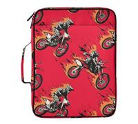 Kcldeci Expanding File Folder Organizer with 3-Ring Binder Motocross Rider Flames 500 Sheet Portable Binder Bag for School Office Travel