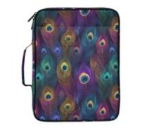 Kcldeci Expanding File Folder Organizer with 3-Ring Binder Peacock Feather 500 Sheet Portable Binder Bag for School Office Travel