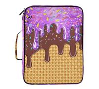 Kcldeci Expanding File Folder Organizer with 3-Ring Binder Purple Glitter Sparkle Ice Cream 500 Sheet Portable Binder Bag for School Office Travel