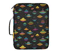 Kcldeci Expanding File Folder Organizer with 3-Ring Binder UFO Aliens Spaceships 500 Sheet Portable Binder Bag for School Office Travel