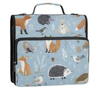 Kcldeci Fawn Hedgehog Fox 3 Ring 2 Inch Zipper Binder,500 Sheet Organizer Binder Bag with Shoulder Strap Expanding Files for School and Office