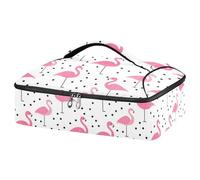 Kcldeci Flamingo Dots Insulated Thermal Food Carrier Insulated Casserole Carrier for Hot or Cold Food, Insulated Tote Bag for Potluck Cookouts Parties Picnic,Lasagna Lugger
