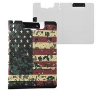 Kcldeci Foldable Clipboards,Camouflage American Flag A4 Office Clipboard Folder Binder Clipboard with Pen Holder, File Cover Work Folder Clipboards
