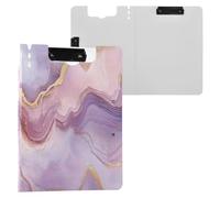 Kcldeci Foldable Clipboards,Pink Lavender Gold Marble A4 Office Clipboard Folder Binder Clipboard with Pen Holder, File Cover Work Folder Clipboards