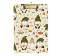 Kcldeci Forest Gnomes Acrylic Clipboards Standard Letter A4 Size Clipboards for Classroom, Teacher Women Clip Board Office School Supplies Silver 12x9in