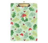 Kcldeci Forest Mushrooms Green Acrylic Clipboards Standard Letter A4 Size Clipboards for Classroom, Teacher Women Clip Board Office School Supplies Silver 12x9in