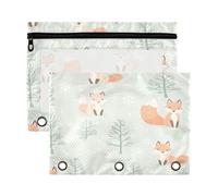 Kcldeci Foxes Snow Pencil Pouch for 3 Ring Binder,Pencil Pouches with Zipper Storage Bag, Clear Pen Case Office Stationery School Organizer