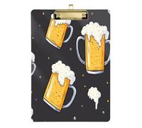 Kcldeci Funny Beer Mugs Yellow Foam Acrylic Clipboard A4 Size Clipboards for Classroom Nursing Clip Board Hardboard for Office Supplies, School Gold 12x9in