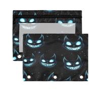 Kcldeci Glowing Blue Cheshire Cat Pencil Pouch for 3 Ring Binder,Pencil Pouches with Zipper Pencil Bag, Clear Pencil Case Office Stationery School Organizer