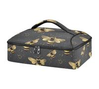 Kcldeci Gold and Gray Bee Insulated Thermal Food Carrier Insulated Casserole Carrier for Hot or Cold Food, Insulated Tote Bag for Potluck Cookouts Parties Picnic,Lasagna Lugger