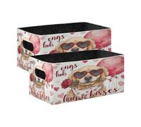 Kcldeci Golden Retriever Dog Heart 2 Pack Storage Baskets for Organizing,Sturdy Foldable Storage Bins Organizer for Shelves Closet Nursery