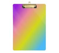 Kcldeci Gradient of Violet Pink Yellow and Blue Acrylic Clipboards Standard A4 Letter Size Clip Board for Classroom School and Office Use for Kids Student Teacher Gold 12x9in