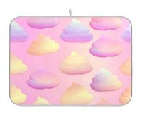 Kcldeci Gradient Poop on Light Pink Dish Drying Mat,Absorbent Dish Drainer Kitchen Counter Dish Drying Pad for Countertops,Sinks,Draining Racks 16x18in