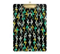 Kcldeci Green Yellow and White Lightnings Acrylic Clipboards Standard A4 Letter Size Clip Board for Classroom School and Office Use for Kids Student Teacher Gold 12x9in