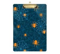 Kcldeci Halloween Spiders and Web Acrylic Clipboards Standard Letter A4 Size Clipboards for Classroom, Teacher Women Clip Board Office School Supplies Gold 12x9in