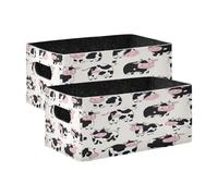 Kcldeci Happy Cows 2 Pack Storage Baskets for Organizing,Sturdy Foldable Storage Bins Organizer for Shelves Closet Nursery